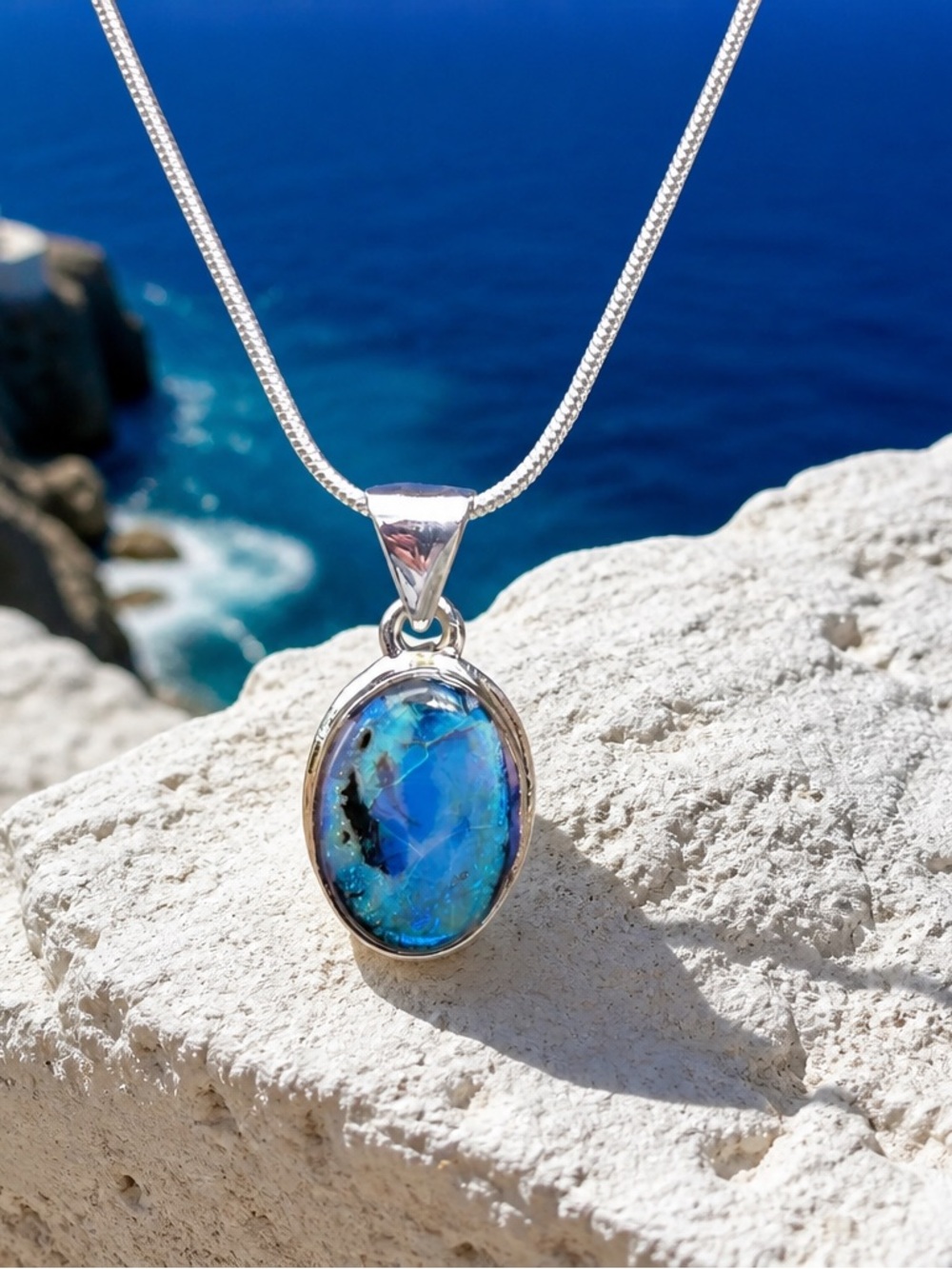 NEW! Sterling Opal Necklace
